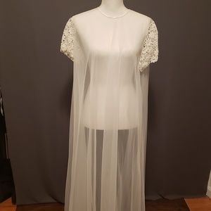 Vintage Gotham Lingerie Long White Sheer Robe